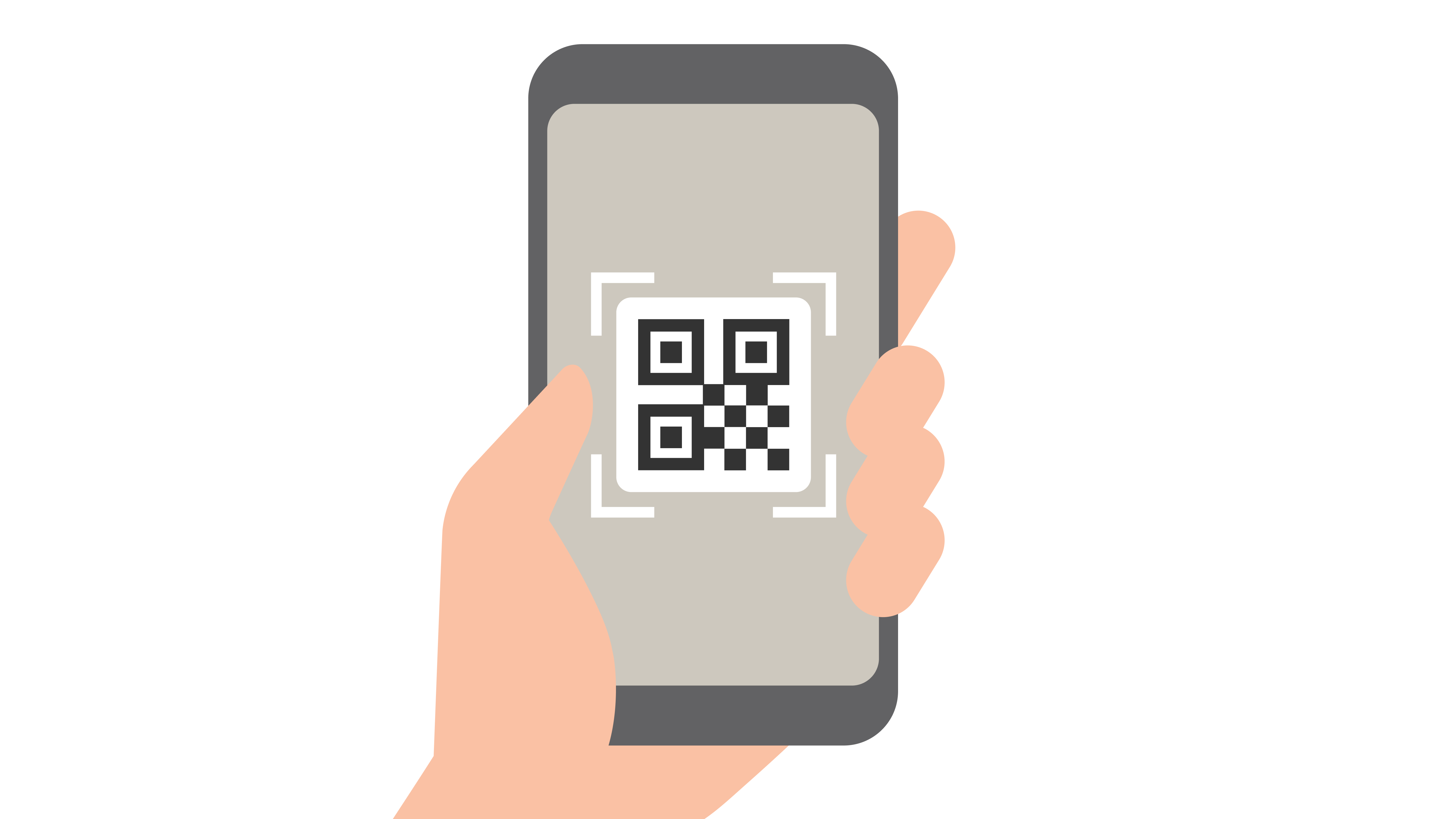 2次元コードを読み取っている人